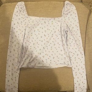 Floural Blue Square Neck Blouse Top